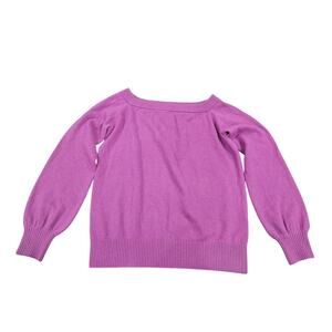 Rebecca Minkoff Wool Cashmere Boat Bateau Neck Sweater XS Purple Balloon Sleeve